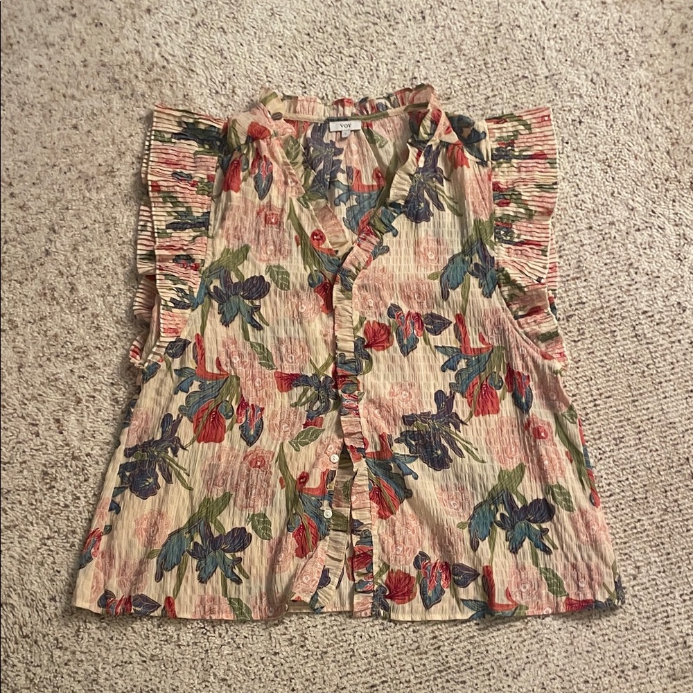 Floral Ruffle Sleeve Blouse